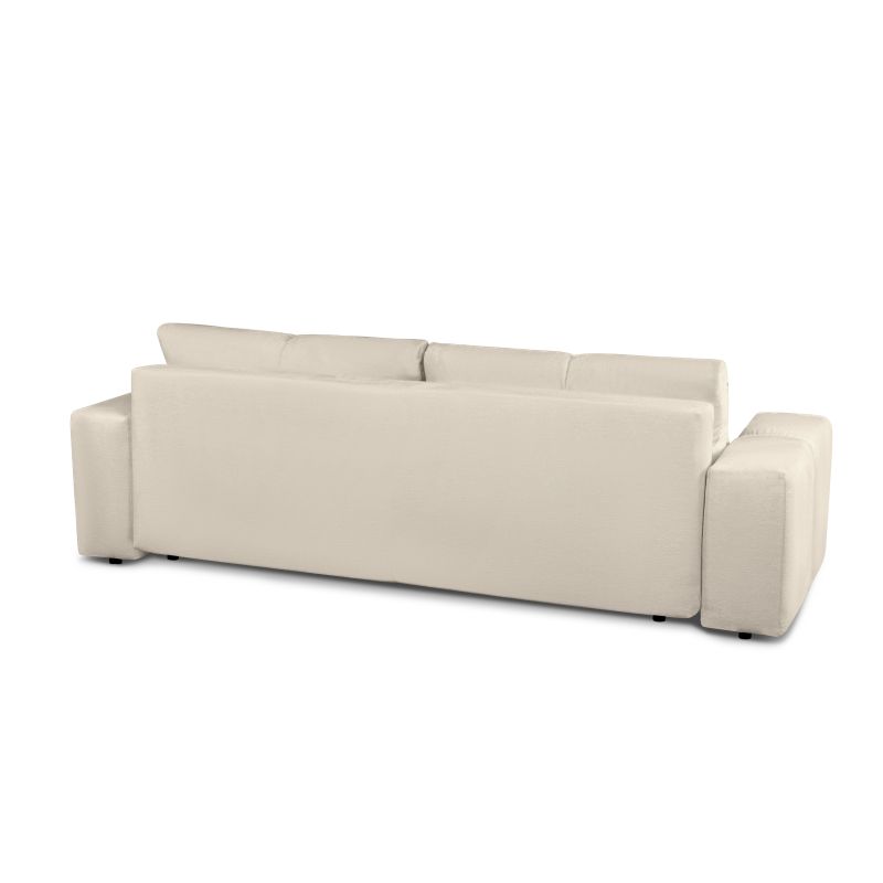 Canapé droit SORELLA convertible tissu chenille grège 3 places
