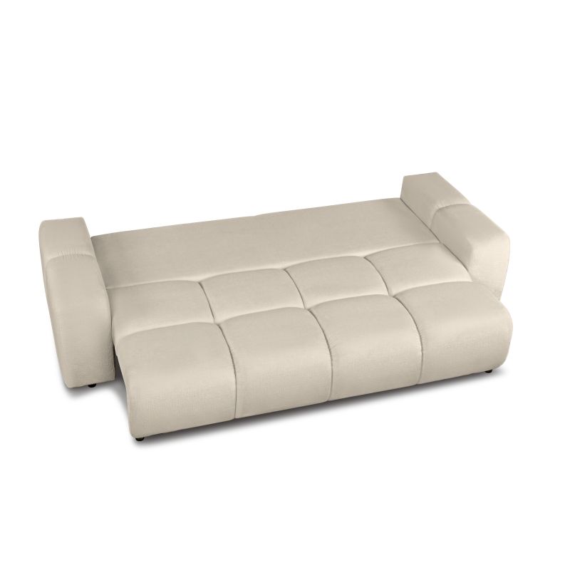 Canapé droit SORELLA convertible tissu chenille grège 3 places