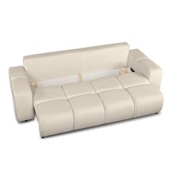Canapé droit SORELLA convertible tissu chenille grège 3 places
