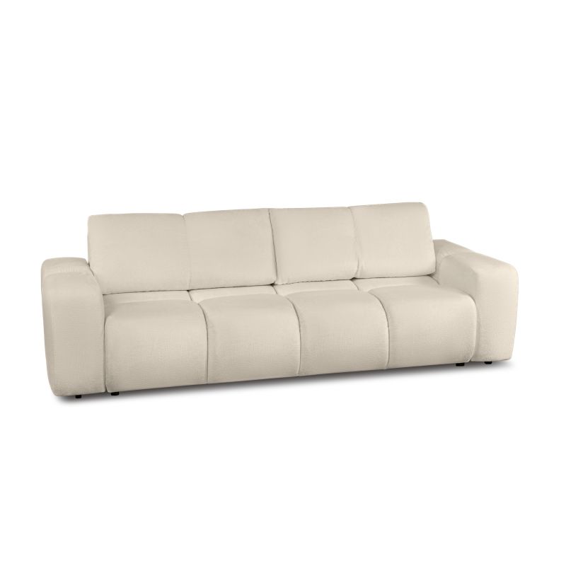 Canapé droit SORELLA convertible tissu chenille grège 3 places