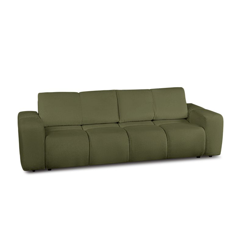 Canapé droit convertible SORELLA 3 places tissu chenille vert kaki