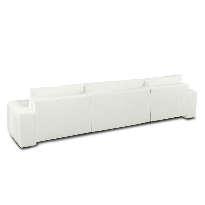 Canapé panoramique convertible SORELLA 6 places tissu chenille écru