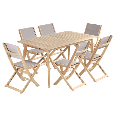 Ensemble table et 6 chaises MOLA 160/220cm bois d'acacia et textilène