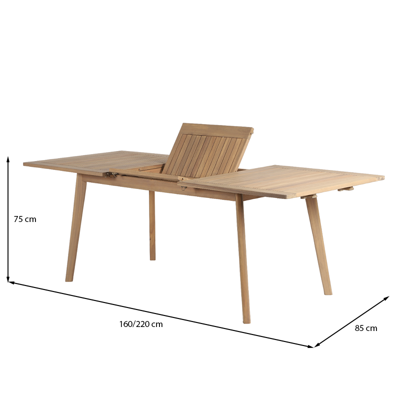 Ensemble table et 6 chaises MOLA 160/220cm bois d'acacia et textilène