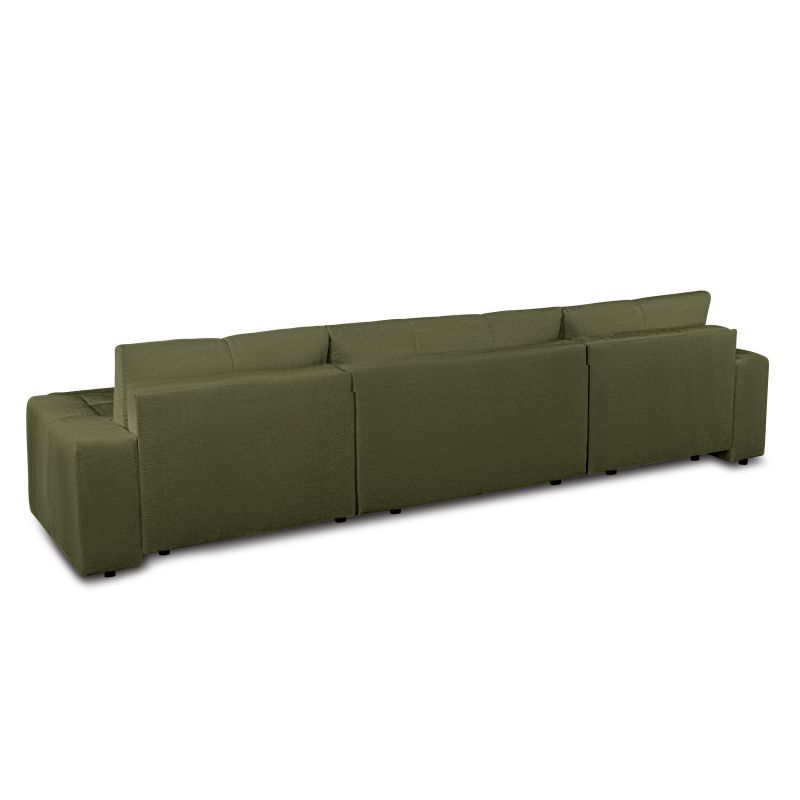 Canapé panoramique convertible SORELLA 6 places tissu chenille vert kaki
