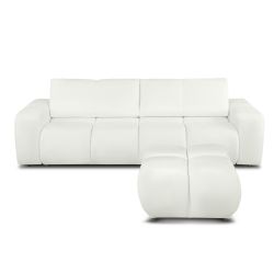 Pouf SORELLA tissu chenille écru