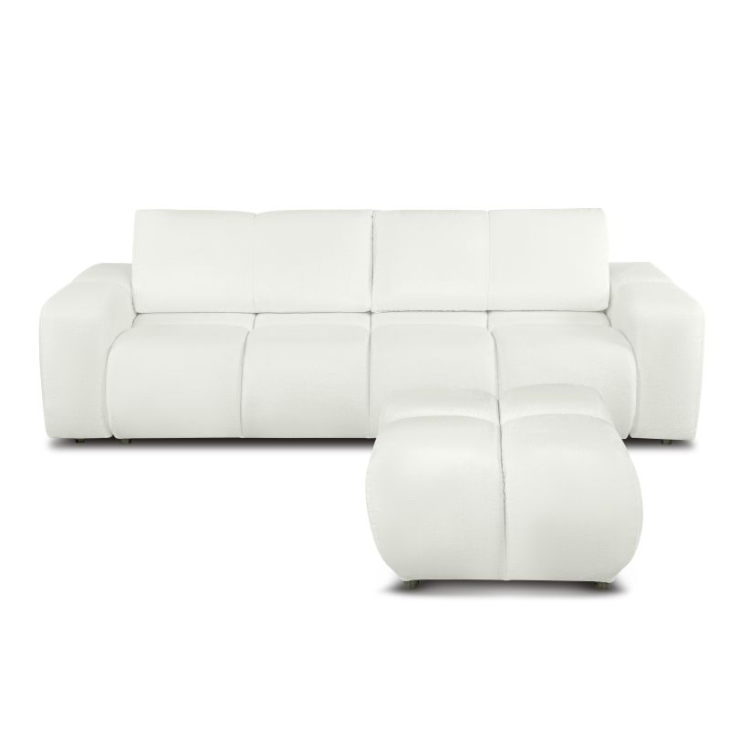 Pouf SORELLA tissu chenille écru