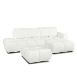 Pouf SORELLA tissu chenille écru