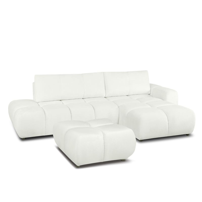 Pouf SORELLA tissu chenille écru