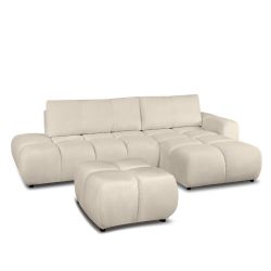 Pouf SORELLA tissu chenille grège