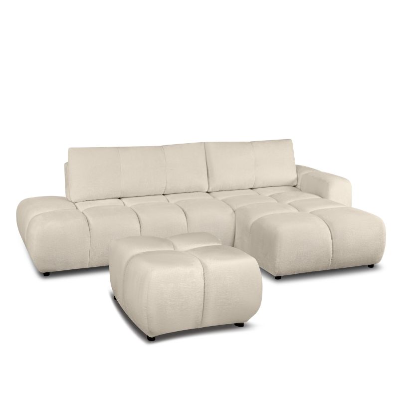 Pouf SORELLA tissu chenille grège