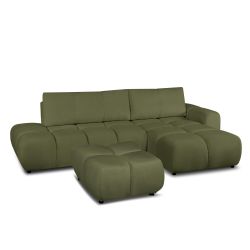 Pouf SORELLA tissu chenille vert kaki