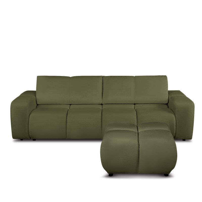 Pouf SORELLA tissu chenille vert kaki