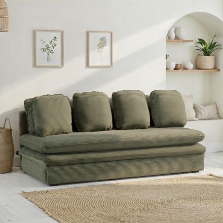 Banquette NOMA velours côtelé vert 3 places