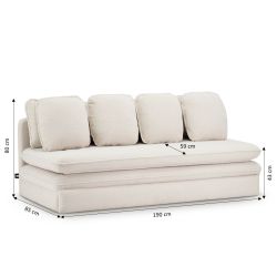 Banquette NOMA tissu bouclette grège 3 places