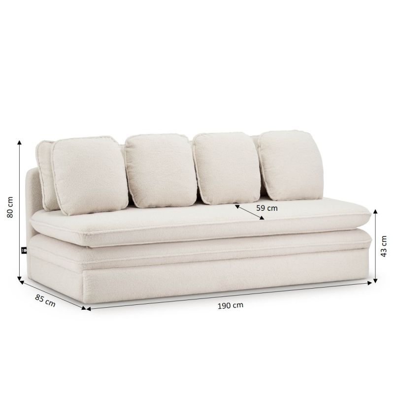 Banquette NOMA tissu bouclette grège 3 places