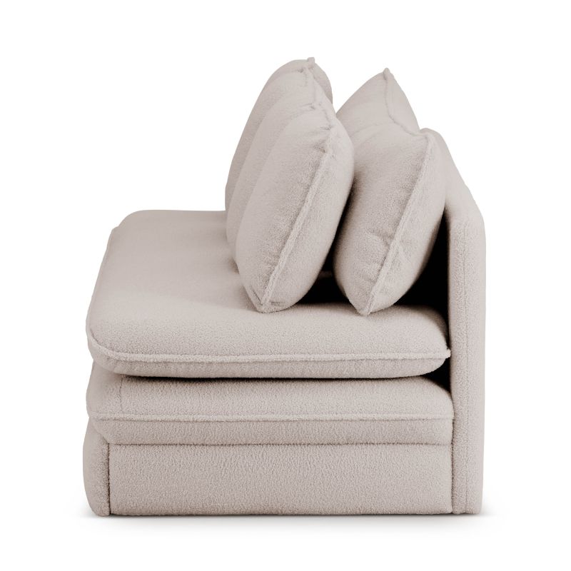 Banquette NOMA tissu bouclette taupe 3 places