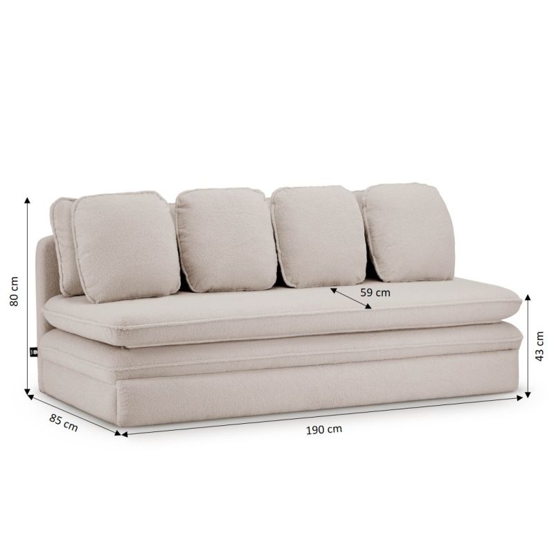 Banquette NOMA tissu bouclette taupe 3 places