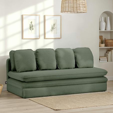 Banquette NOMA tissu bouclette vert kaki 3 places