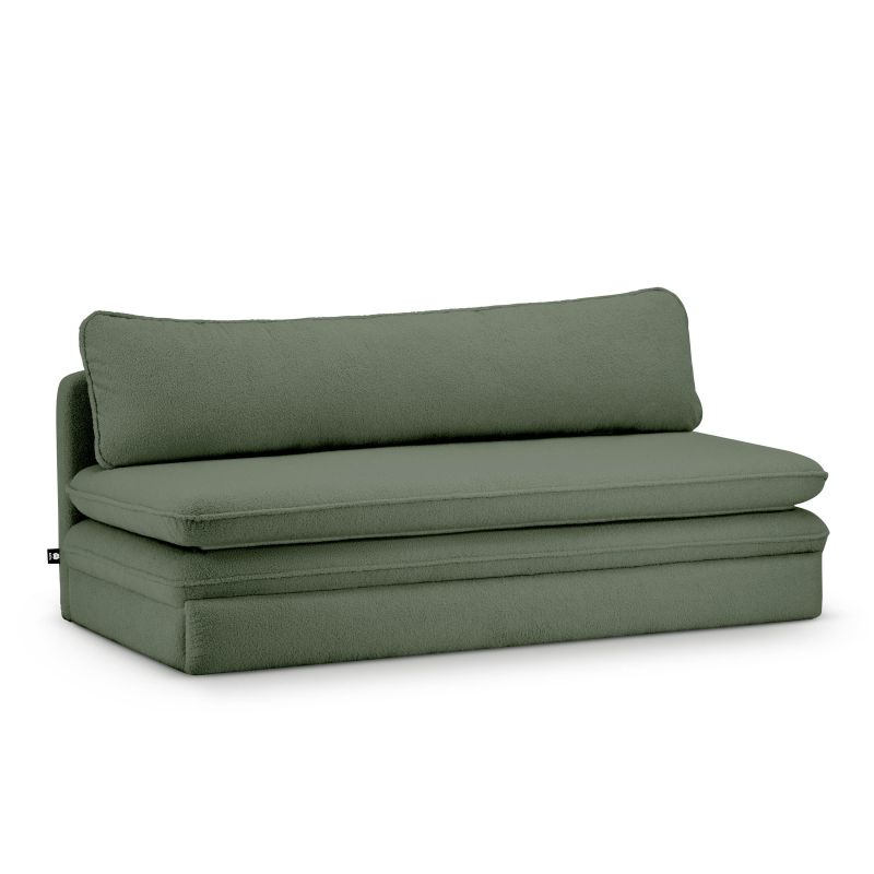 Banquette convertible NOMA 3 places tissu bouclette vert kaki