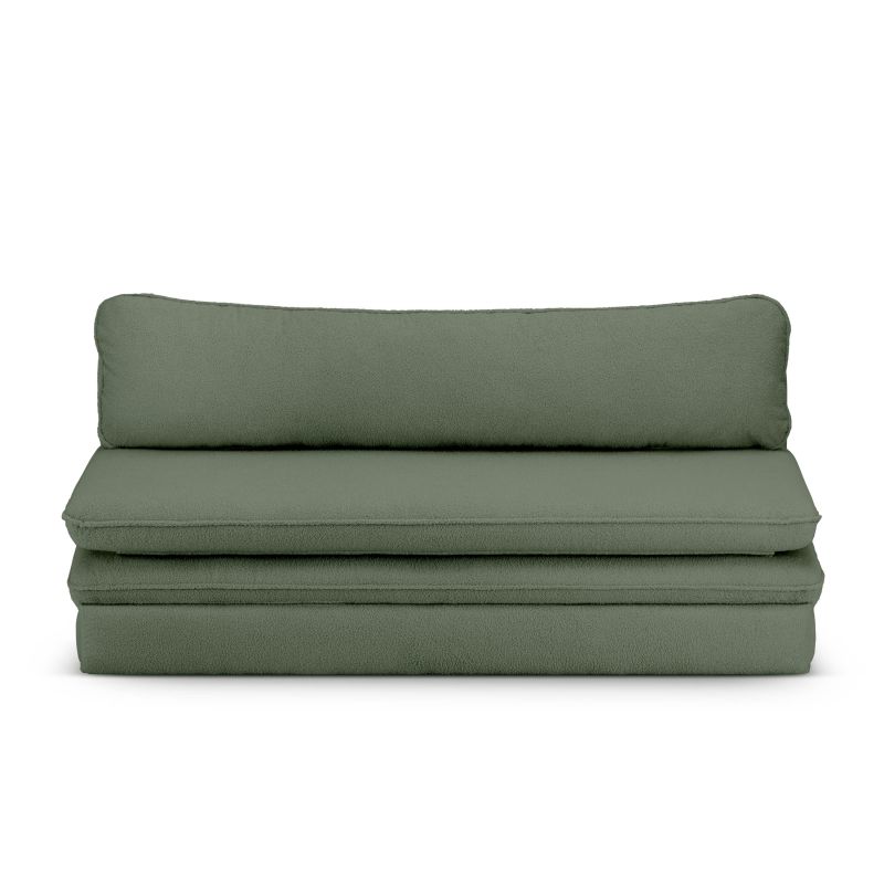 Banquette convertible NOMA 3 places tissu bouclette vert kaki