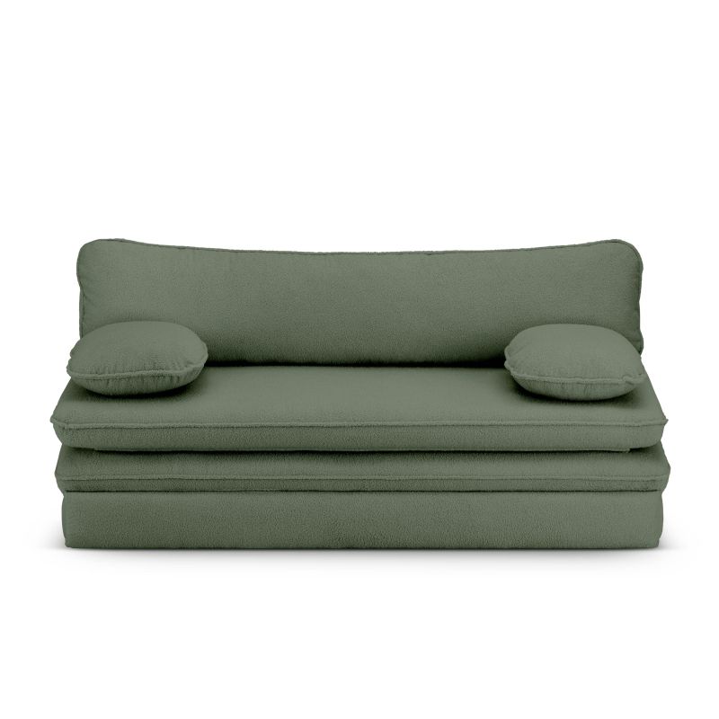 Banquette convertible NOMA 3 places tissu bouclette vert kaki