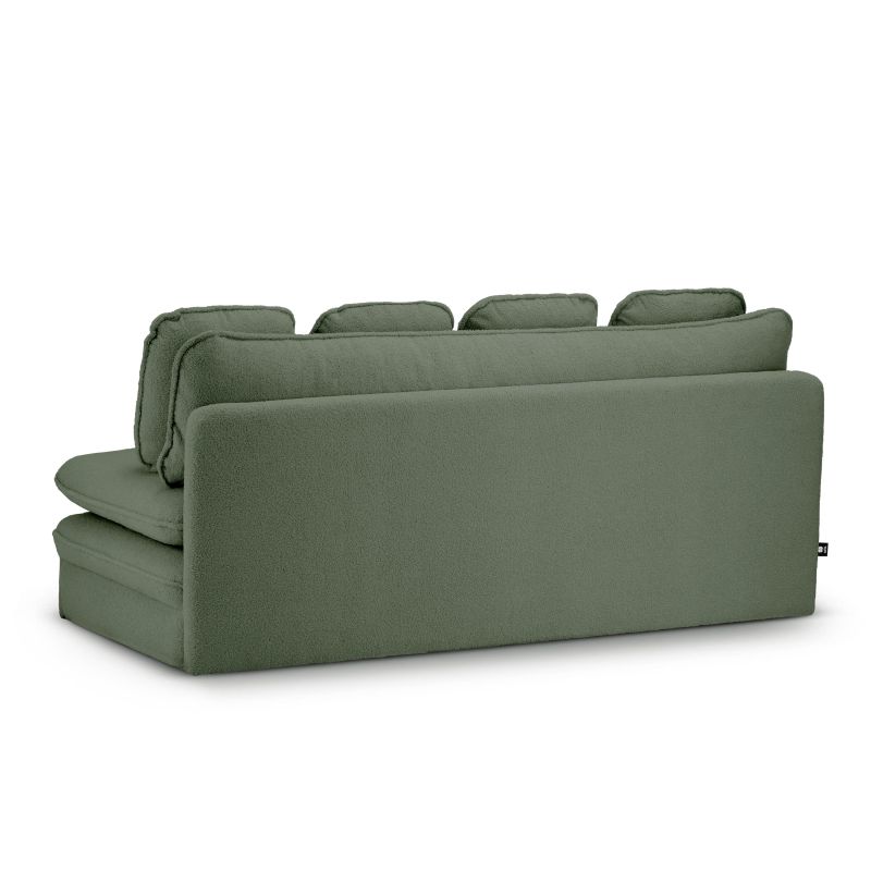 Banquette convertible NOMA 3 places tissu bouclette vert kaki