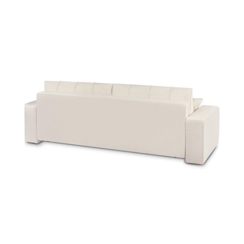 Canapé droit BELEM convertible tissu chenille écru 3 places