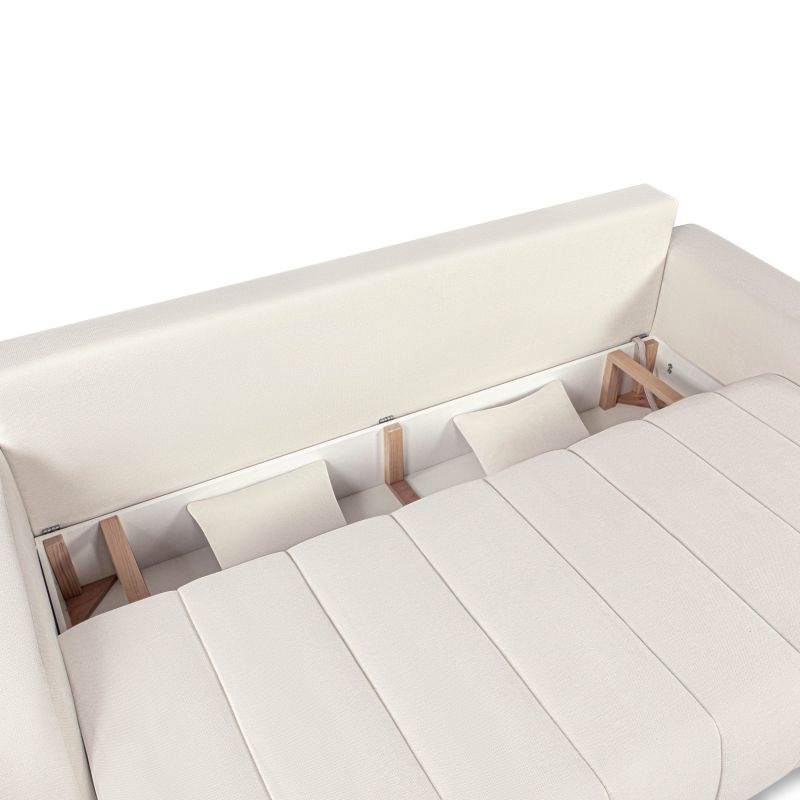 Canapé droit BELEM convertible tissu chenille écru 3 places