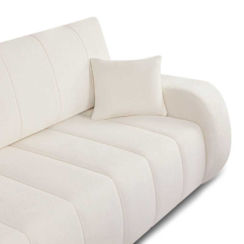 Canapé droit BELEM convertible tissu chenille écru 3 places
