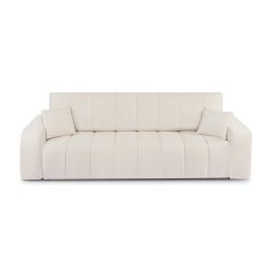 Canapé droit BELEM convertible tissu chenille écru 3 places