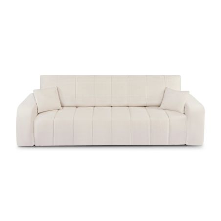 Canapé droit BELEM convertible tissu chenille écru 3 places