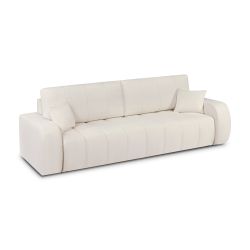 Canapé droit BELEM convertible tissu chenille écru 3 places