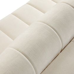 Canapé droit BELEM convertible tissu chenille écru 3 places