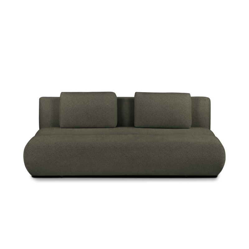 Canapé droit PIO convertible tissu bouclette vert kaki 3 places