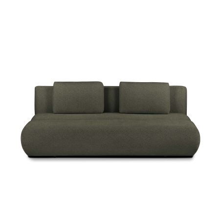 Canapé droit PIO convertible tissu bouclette vert kaki 3 places