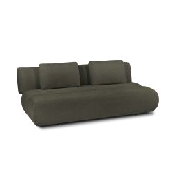 Canapé droit PIO convertible tissu bouclette vert kaki 3 places