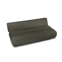 Canapé droit PIO convertible tissu bouclette vert kaki 3 places