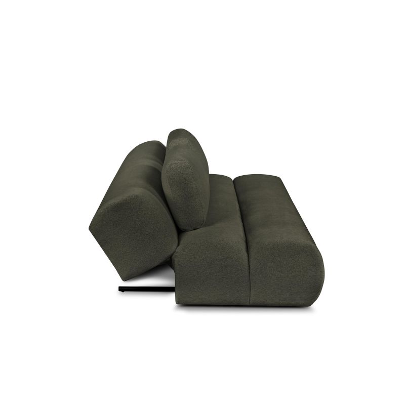Canapé droit PIO convertible tissu bouclette vert kaki 3 places