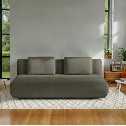 Canapé droit PIO convertible tissu bouclette vert kaki 3 places