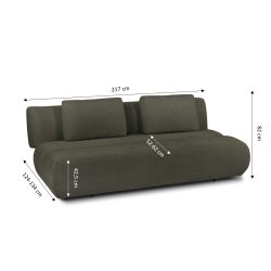 Canapé droit PIO convertible tissu bouclette vert kaki 3 places