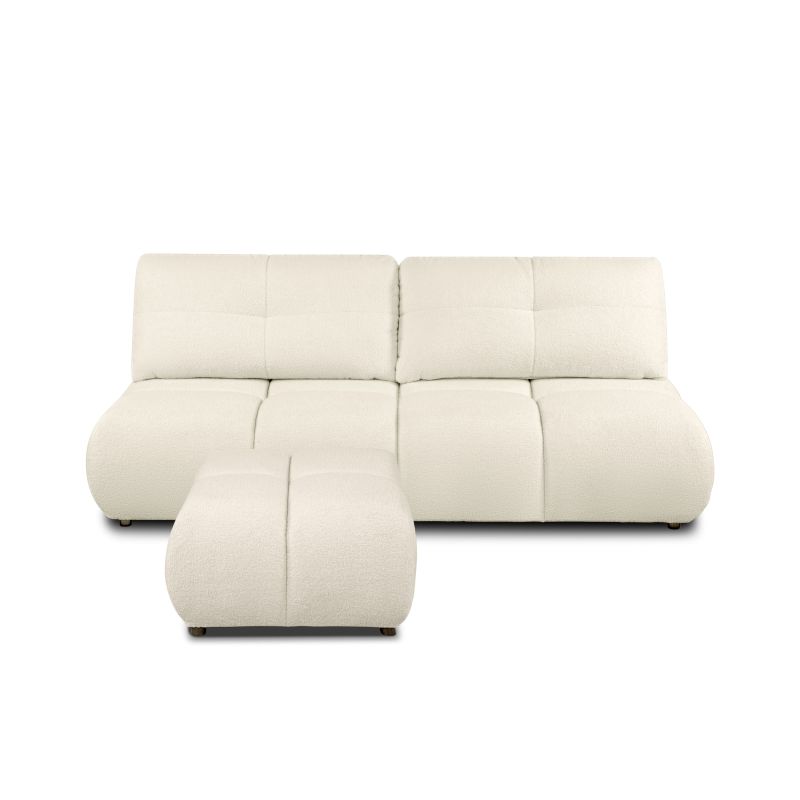 Canapé droit TASCA convertible tissu bouclette grège 3 places
