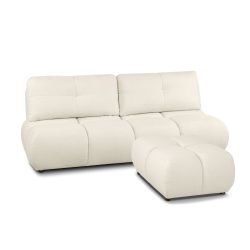 Canapé droit TASCA convertible tissu bouclette grège 3 places