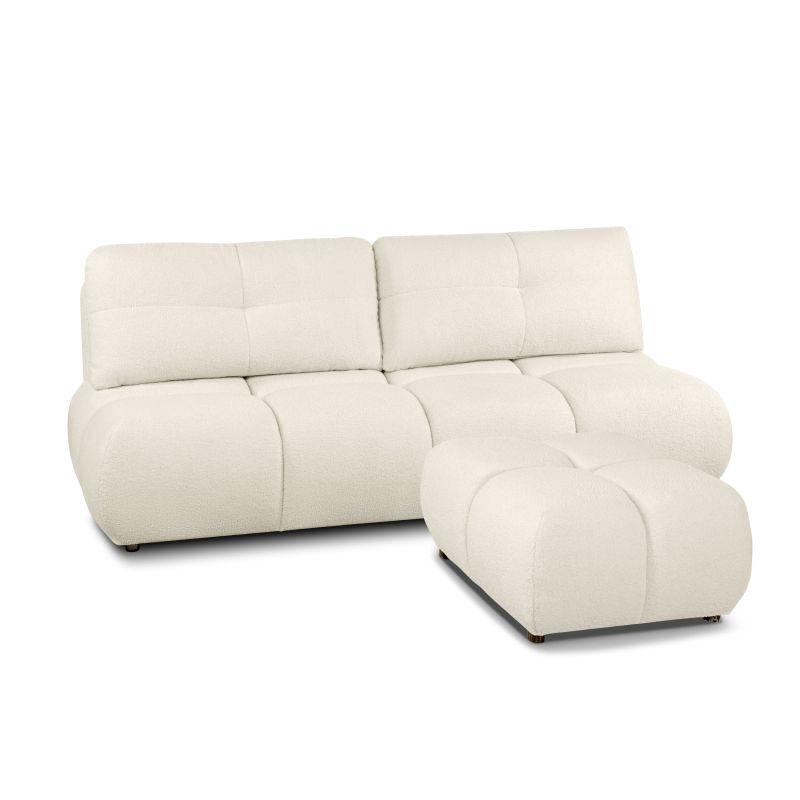 Canapé droit TASCA convertible tissu bouclette grège 3 places