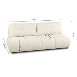 Canapé droit TASCA convertible tissu bouclette grège 3 places