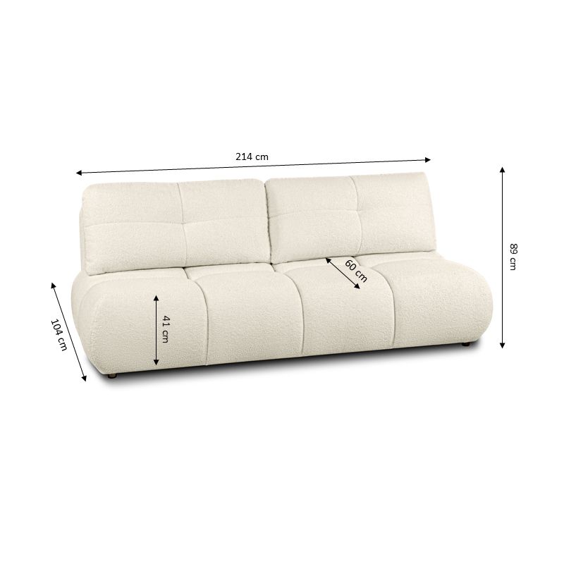 Canapé droit TASCA convertible tissu bouclette grège 3 places