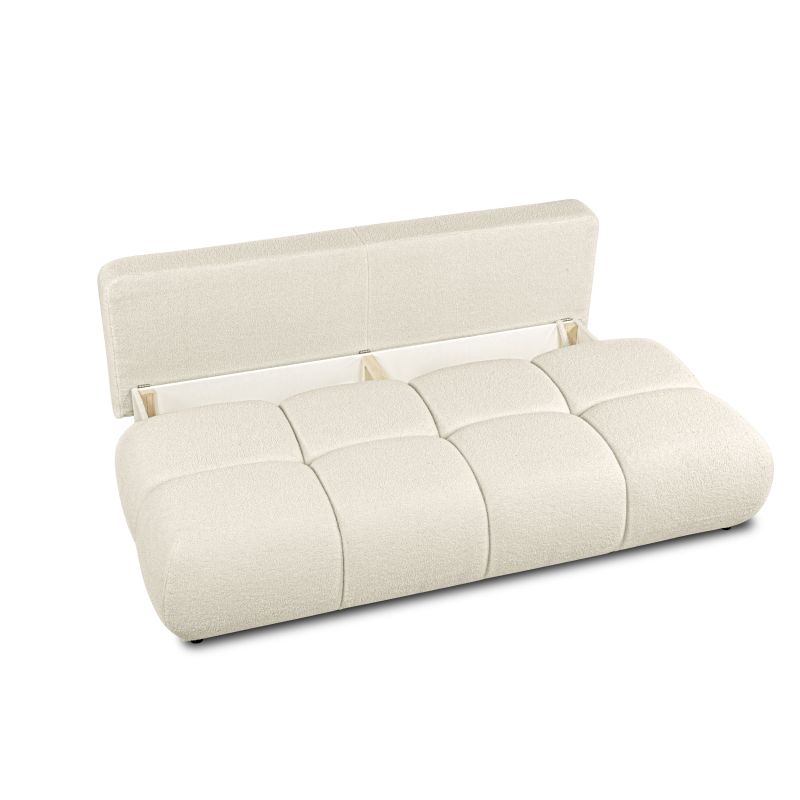 Canapé droit TASCA convertible tissu bouclette grège 3 places
