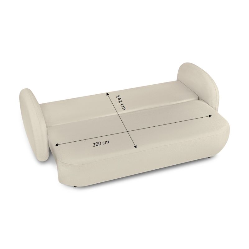 Canapé droit CARLOTTA convertible tissu bouclette grège 3 places