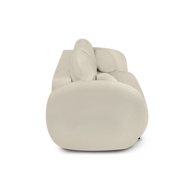 Canapé droit CARLOTTA convertible tissu bouclette grège 3 places