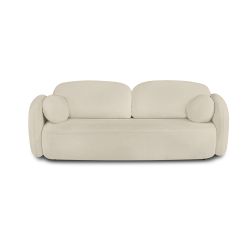 Canapé droit CARLOTTA convertible tissu bouclette grège 3 places
